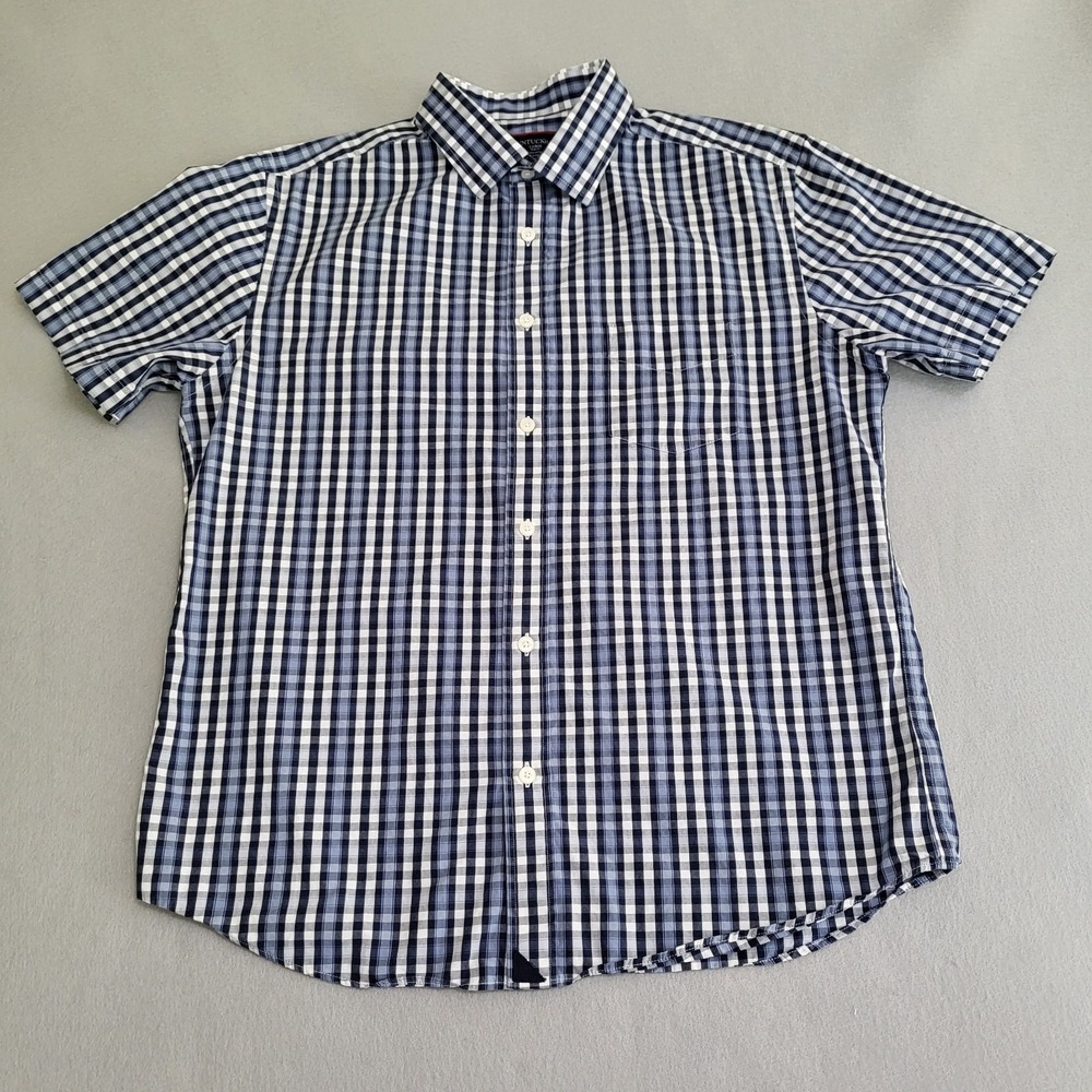 UNTUCKit Baccata Ridge Short Sleeve Button Down Slim Fit Checked Shirt Men's L